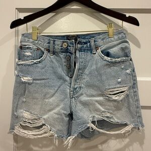 Abercrombie & Fitch Blue Jean Shorts Distressed High-Waisted